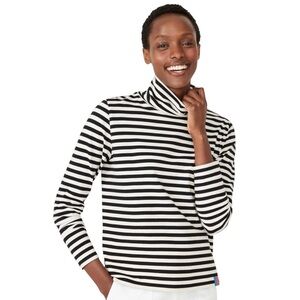 Kule Black and White Cotton Long Sleeve Turtleneck Size Medium